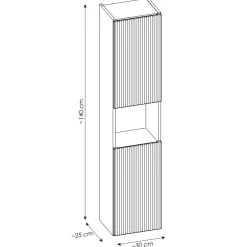 Garnero Arredamenti Colonna bagno sospesa 30x140h cm cannettato 2 ante Cleany Beige New