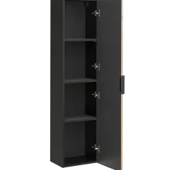 Garnero Arredamenti Colonna bagno sospesa 35x140h cm cannettato 1 anta quercia antracite Limpid New