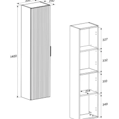 Garnero Arredamenti Colonna bagno sospesa 35x140h cm cannettato 1 anta quercia antracite Limpid New