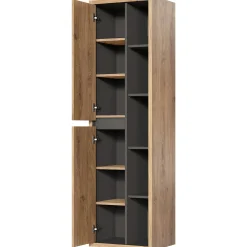 Garnero Arredamenti Colonna bagno sospesa 50x170h cm 2 ante rovere antracite Veny Hot