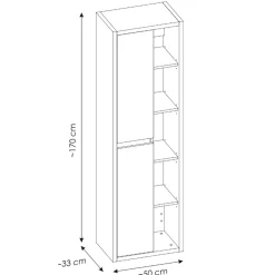 Garnero Arredamenti Colonna bagno sospesa 50x170h cm 2 ante rovere antracite Veny Hot