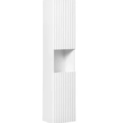 Garnero Arredamenti Colonna bagno sospesa 30x140h cm cannettato 2 ante bianco Cleany Bianco Opaco