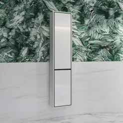 Garnero Arredamenti Colonna bagno sospesa 35x172h cm 2 ante nero Linda Bianco Lucido