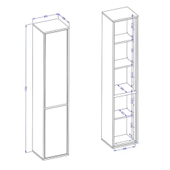 Garnero Arredamenti Colonna bagno sospesa 35x172h cm 2 ante nero Linda Bianco Lucido