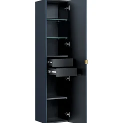 Garnero Arredamenti Colonna bagno sospesa 35x160h cm 1 anta 2 cassetti cannettato blu Deep Sale