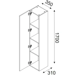 Garnero Arredamenti Colonna bagno sospesa 35x170h cm 1 anta nero rovere Swim Nero - Rovere Best