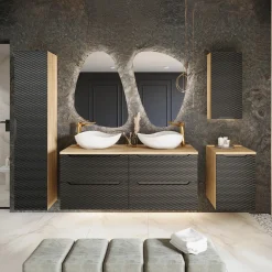 Garnero Arredamenti Colonna bagno sospesa 35x170h cm 1 anta nero rovere Swim Nero - Rovere Best
