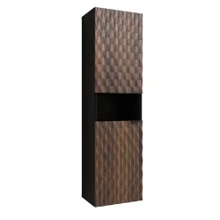 Garnero Arredamenti Colonna bagno 34x133h cm 2 ante 1 vano a giorno nero ante noce decorate Silvy New