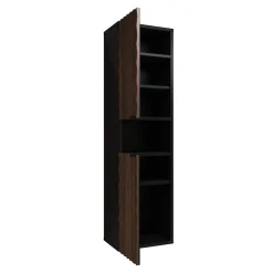 Garnero Arredamenti Colonna bagno 34x133h cm 2 ante 1 vano a giorno nero ante noce decorate Silvy New