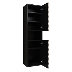 Garnero Arredamenti Colonna bagno 34x133h cm 2 ante 1 vano a giorno nero ante noce decorate Silvy New