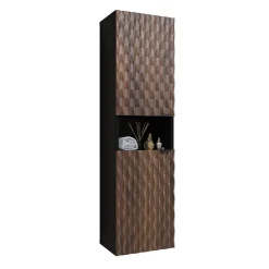 Garnero Arredamenti Colonna bagno 34x133h cm 2 ante 1 vano a giorno nero ante noce decorate Silvy New