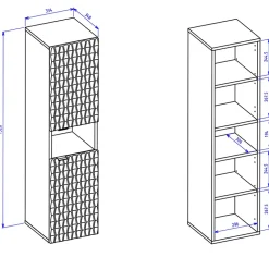 Garnero Arredamenti Colonna bagno 34x133h cm 2 ante 1 vano a giorno nero ante noce decorate Silvy New
