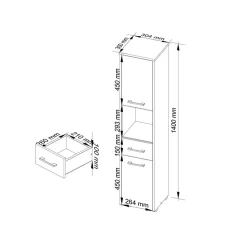 Garnero Arredamenti Colonna bagno 30x140h cm 2 ante 1 vano a giorno rovere bianco Woters Bianco Opaco - Rovere Clearance