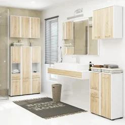 Garnero Arredamenti Colonna bagno 30x140h cm 2 ante 1 vano a giorno rovere bianco Woters Bianco Opaco - Rovere Clearance