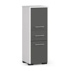 Garnero Arredamenti Colonna bagno 30x85h cm bassa 2 ante 1 cassetto grigio bianco Woters Bianco Opaco - Grigio Discount