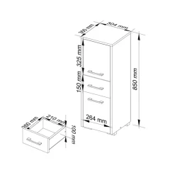 Garnero Arredamenti Colonna bagno 30x85h cm bassa 2 ante 1 cassetto grigio bianco Woters Bianco Opaco - Grigio Discount