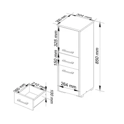 Garnero Arredamenti Colonna bagno 30x85h cm bassa 2 ante 1 cassetto rovere bianco Woters Bianco Opaco - Rovere Sale
