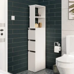 Garnero Arredamenti Colonna bagno 33x136h cm con 2 cassetti moderno bianco Zaida