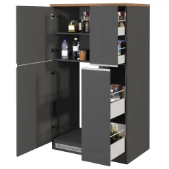 Garnero Arredamenti Colonna frigo dispensa cucina 90x165h cm moderna antracite rovere Gourmet Antracite - Rovere New