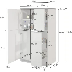 Garnero Arredamenti Colonna frigo dispensa cucina 90x165h cm moderna antracite rovere Gourmet Antracite - Rovere New