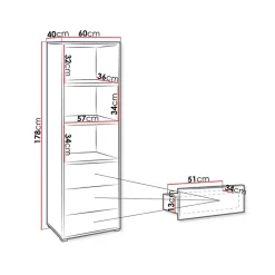 Garnero Arredamenti Colonna soggiorno 60x178h cm 3 cassetti 3 vani a giorno bianco Eindhoven Hot
