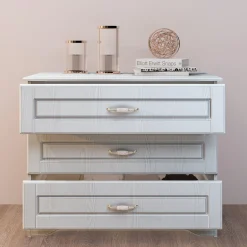Garnero Arredamenti Comò classico 99x78h cm 3 cassetti bianco opaco Friuli Discount
