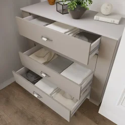 Garnero Arredamenti Comò moderno 117x92h cm 4 cassetti beige cashmere Emporio Hot