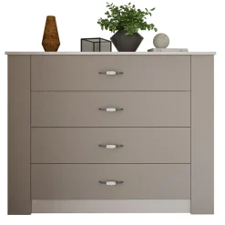 Garnero Arredamenti Comò moderno 117x92h cm 4 cassetti beige cashmere Emporio Hot