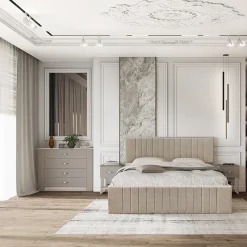 Garnero Arredamenti Comò moderno 117x92h cm 4 cassetti beige cashmere Emporio Hot