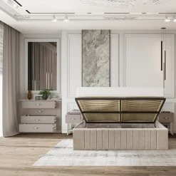 Garnero Arredamenti Comò moderno 117x92h cm 4 cassetti beige cashmere Emporio Hot