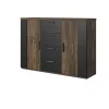 Garnero Arredamenti Comò moderno 132x94h cm con 4 cassetti e 2 ante rovere scuro nero Edric Clearance