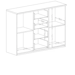 Garnero Arredamenti Comò moderno 132x94h cm con 4 cassetti e 2 ante rovere scuro nero Edric Clearance