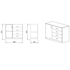 Garnero Arredamenti Comò 100x91h cm 1 anta con cassetti Piero Noce Hot
