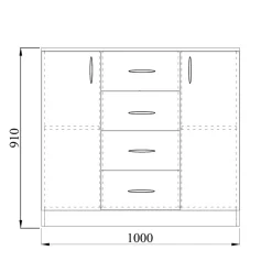 Garnero Arredamenti Comò 100x91h cm 2 ante con cassetti moderno Marian Noce New