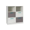 Garnero Arredamenti Comò 97x86h cm 4 cassetti cameretta bianco pino grigio blu Maya Gihome® Hot