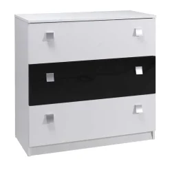 Garnero Arredamenti Comò 92x88h cm 3 cassetti moderno bianco nero Jenny Clearance