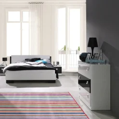 Garnero Arredamenti Comò 92x88h cm 3 cassetti moderno bianco nero Jenny Clearance