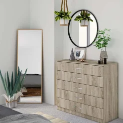 Garnero Arredamenti Comò 80x92h cm 5 cassetti moderno sonoma Saviano Rovere Online