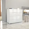 Garnero Arredamenti Comò 98x82h cm 4 cassetti moderno bianco lucido Neve