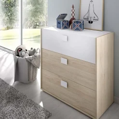 Garnero Arredamenti Comò 81x81h cm 3 cassetti moderno rovere bianco Cairo Hot