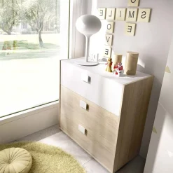 Garnero Arredamenti Comò 81x81h cm 3 cassetti moderno rovere bianco Cairo Hot