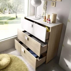 Garnero Arredamenti Comò 81x81h cm 3 cassetti moderno rovere bianco Cairo Hot