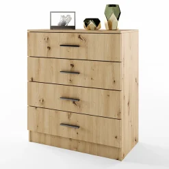 Garnero Arredamenti Comò 80x91h cm 4 cassetti moderno Cavour Gihome® Rovere Rustico