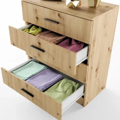 Garnero Arredamenti Comò 80x91h cm 4 cassetti moderno Cavour Gihome® Rovere Rustico