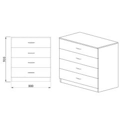 Garnero Arredamenti Comò  80x91h cm cassetti moderno Cavour Gihome® Noce Outlet