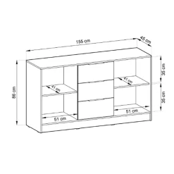Garnero Arredamenti Comò 155x86h cm con cassetti moderno quercia nero Miller Rovere Rustico Outlet