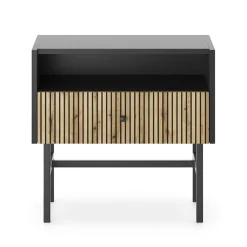 Garnero Arredamenti Comodino con 1 cassetto 55x52h cm moderno nero rovere cannettato Iulia Best