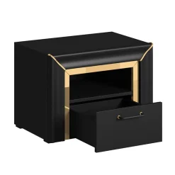 Garnero Arredamenti Comodino moderno 1 cassetto 60x44cm nero oro Benz Sale