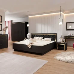 Garnero Arredamenti Comodino moderno 1 cassetto 60x44cm nero oro Benz Sale