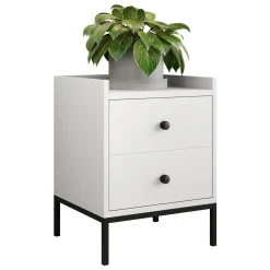 Garnero Arredamenti Comodino 40x47h cm 2 cassetti design moderno bianco Pollon New
